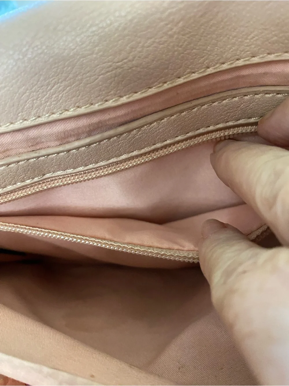 BCBG Blush Pebbled Leather Shoulder Bag with Gold Chain